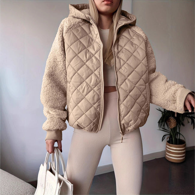 Manteau en coton décontracté zippé à manches longues pour femme Hover Image