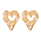 Nouvelles Boucles d'oreilles plissées en forme de cœur creux en lave, Bijoux fantaisie exagérés pour femmes, Cadeau de la Saint-Valentin