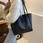 Sacs fourre-tout décontractés de grande capacité pour femmes, sac à bandoulière de shopping de couleur unie avec portefeuille, sac à main pour dames