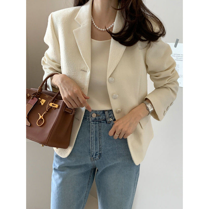 Veste en tweed cintrée, blazer à manches longues