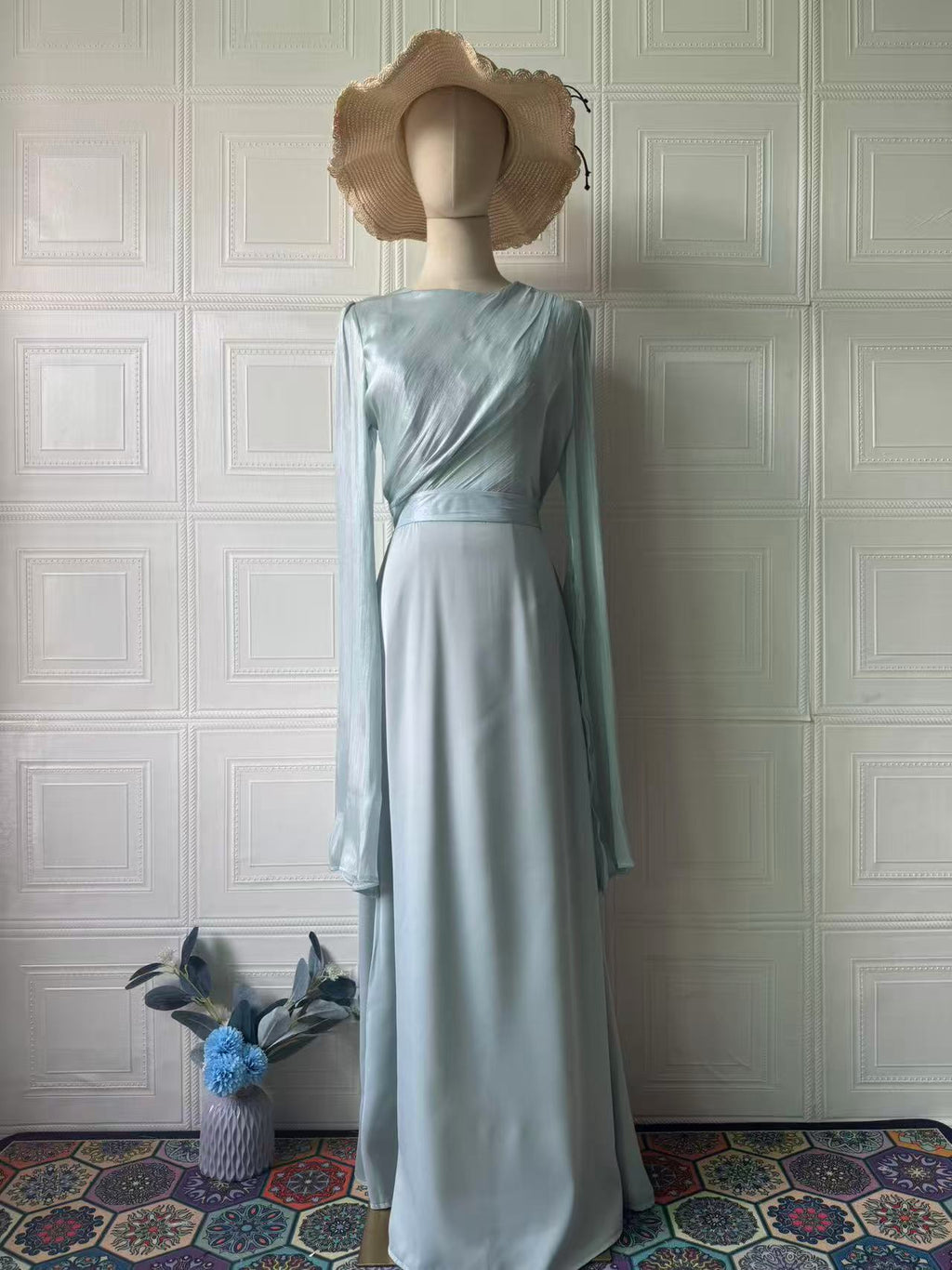 Robe en polyester à manches longues pour femmes