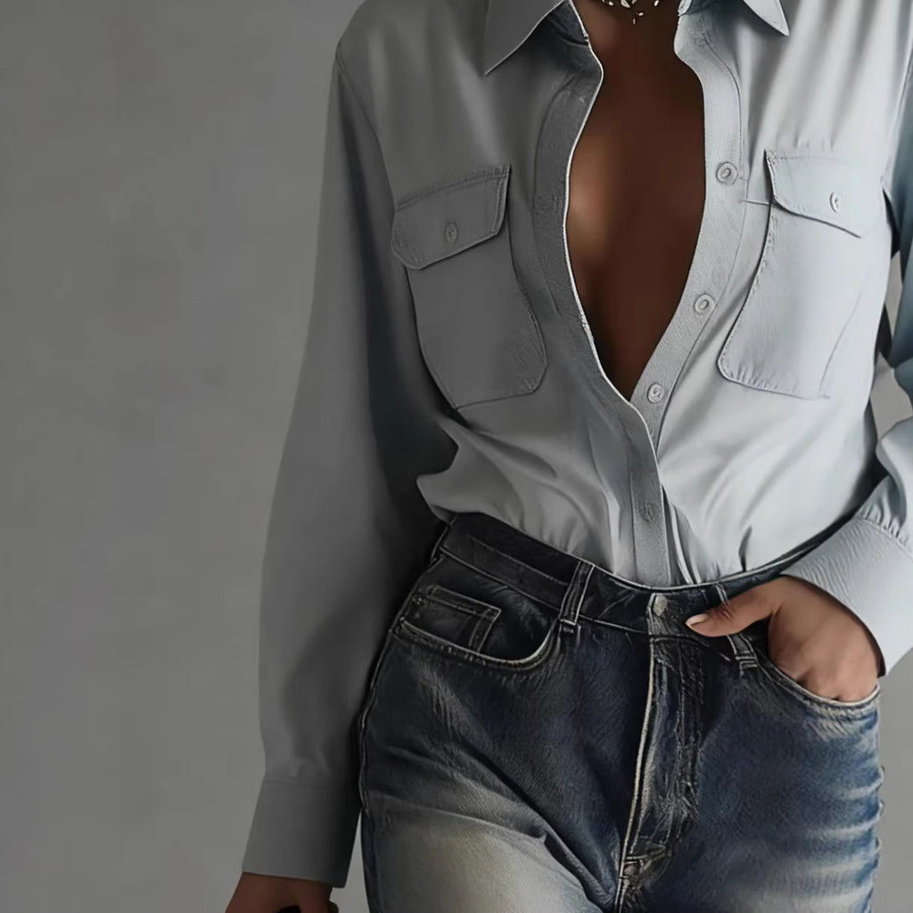 Chemise à col manches longues décontractée et élégante pour femme