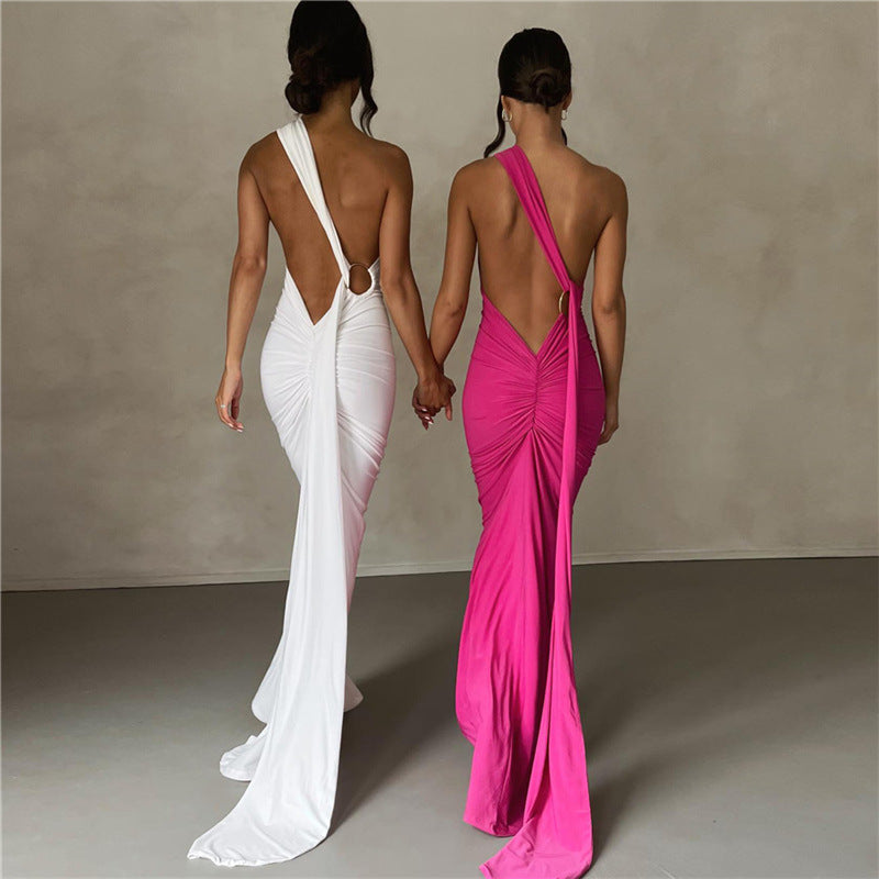 Robe fourreau dos nu à licou pour femme