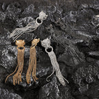 Boucles d'oreilles pendantes léopard personnalisées avec strass et pompons, bijoux tendance de luxe pour femmes