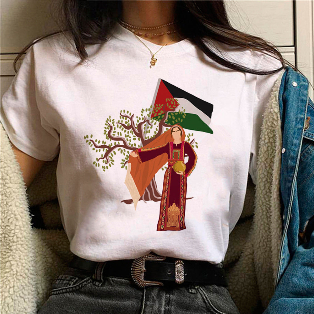 Palestine T-shirts Femme Bande dessinée Japonaise T-shirt Femme Drôle
