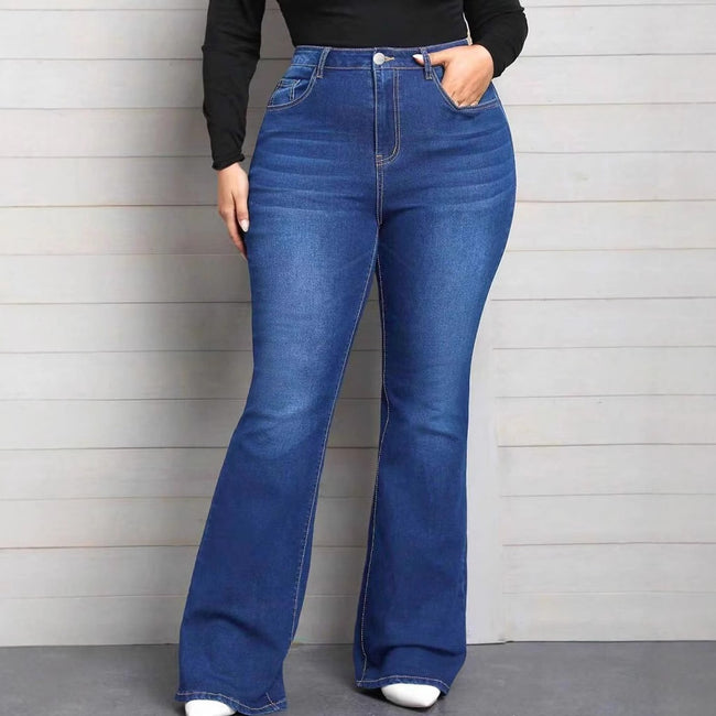 Jean évasé bleu taille mi-haute En stock Pour femme Disponible sur notre site indépendant Main Image