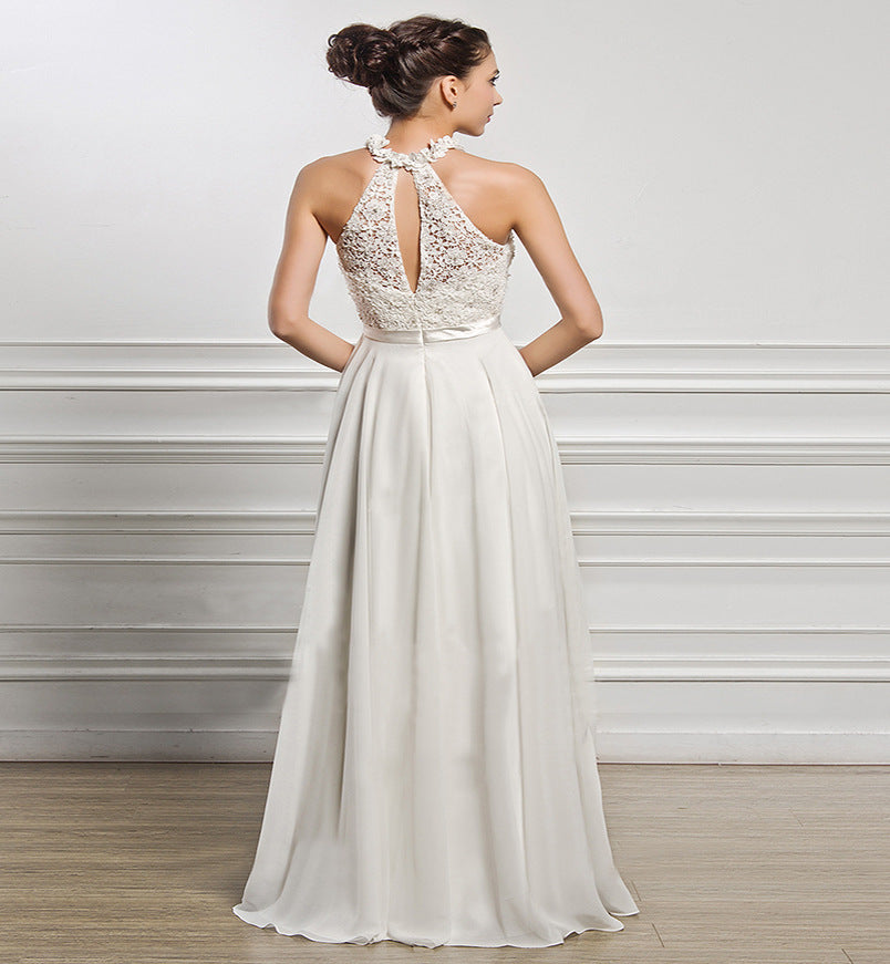 Robe de demoiselle d'honneur sans manches, coupe licou, élégante