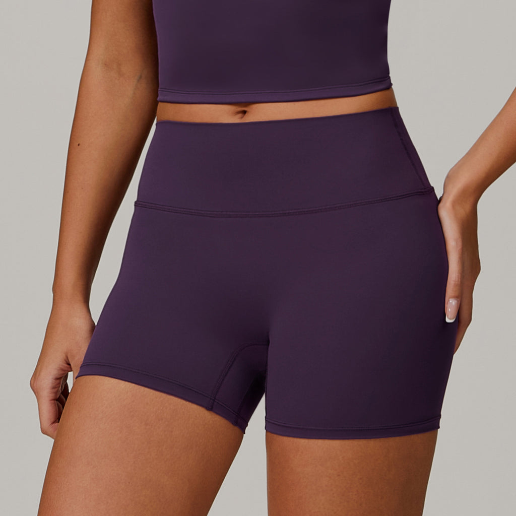 Short de yoga brossé taille haute pour femme