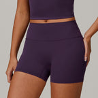Short de yoga brossé taille haute pour femme