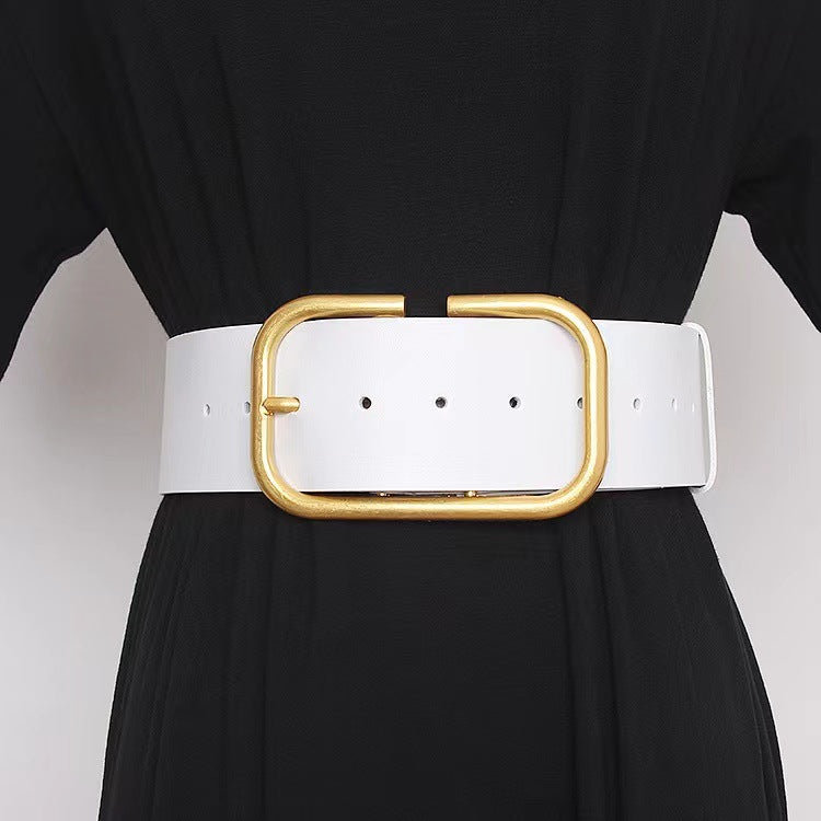 Ceinture large en cuir de vache pour femme