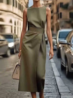 Summer Irregular Sleeveless Dress With Belt Fashion Temperament Slim Back Zipper Dresses For Women Clothing
