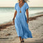 Robe ample unie en coton et lin à col en V