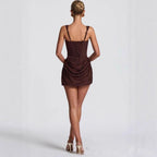 Robe bustier d'été sans manches gracieuse robes courtes pour soirée mariage vêtements de soirée