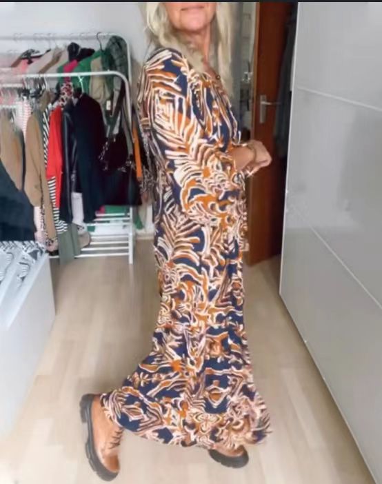 Robe longue amincissante imprimée