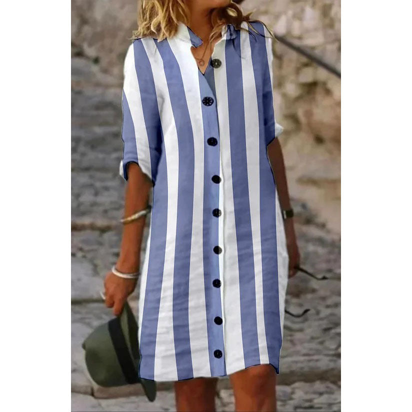 Robe en Coton et Lin à Motifs pour Femme