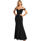 Robe de soirée longue à encolure dégagée pour femme