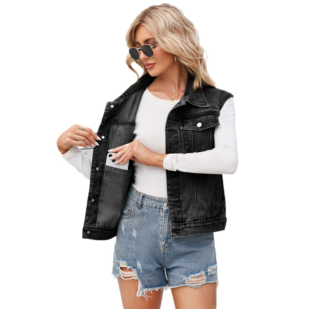 Haut gilet en jean pour femme
