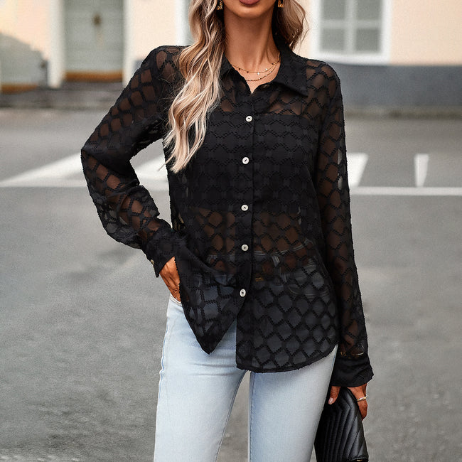 Chemise Jacquard Transparente Européenne et Américaine pour Femmes Hover Image