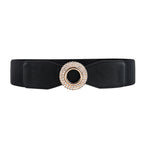 Nouvelle ceinture élastique incrustée de diamants et de strass pour femmes, ceinture de costume à boucle ronde simple pour jupe et chemise