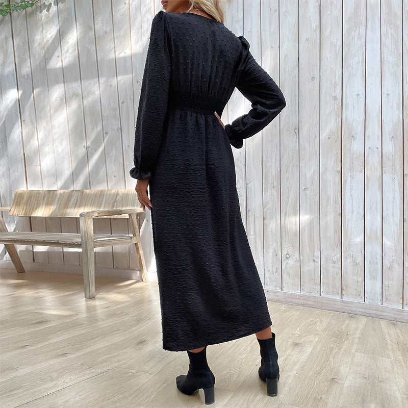 Nouvelle robe jacquard unie pour le printemps
