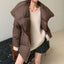 Manteau d'hiver marron à revers pour femme