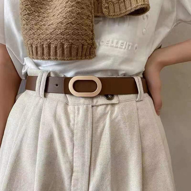 Ceinture à Boucle Ovale Femme Style Coréen Polyvalent Décontracté Tendance Simple Assorti Pull Costume Jupe Pantalon Main Image