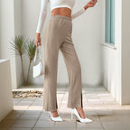 Pantalon droit femme fendu sur les côtés, très tendance