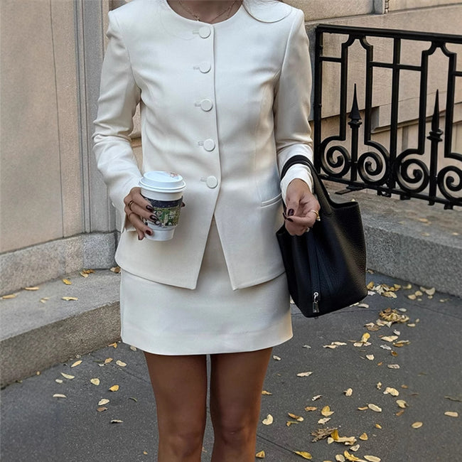 Ensemble tailleur-jupe mi-longue élégant pour femme Hover Image