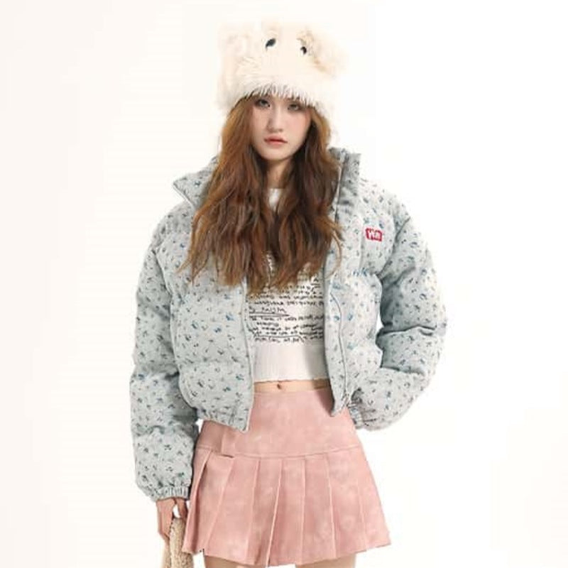 Manteau matelassé en coton à imprimé floral américain pour femme