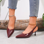Sandales sexy pour femmes en cuir verni à bout pointu et talons aiguilles