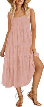 Robe sans manches dos nu ample pour femme