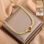 Collier et bracelet personnalisés « Chaîne d'amour » pour femme en acier inoxydable, bijou de clavicule inaltérable