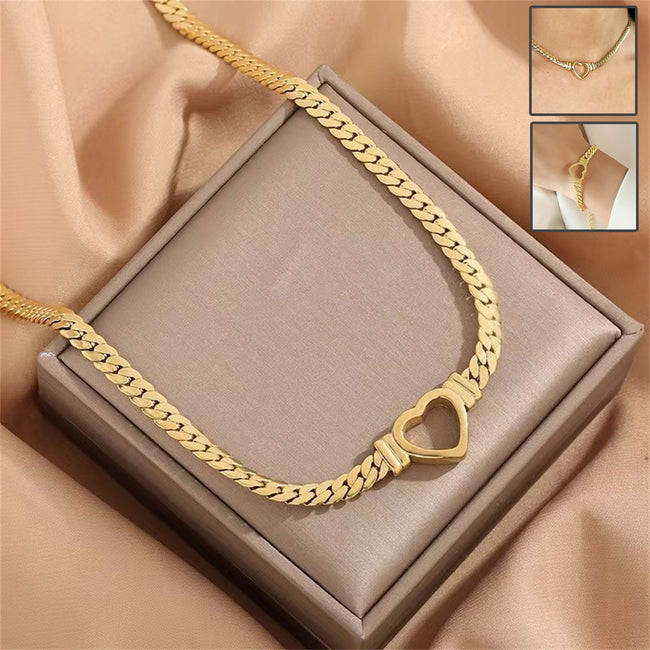Collier et bracelet personnalisés « Chaîne d'amour » pour femme en acier inoxydable, bijou de clavicule inaltérable Hover Image