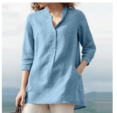 Blouse décontractée ample à col montant