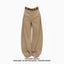Retro Khaki Machete Jeans For Women Wide-leg Straight Trousers