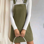 Robe salopette ample en velours côtelé sans manches pour le printemps