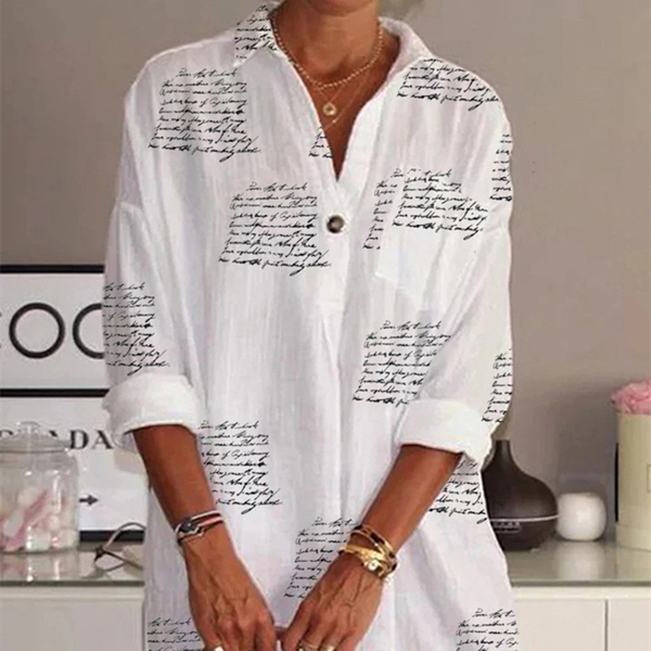 Robe Chemise Cintrée Imprimée à Lettres Femme