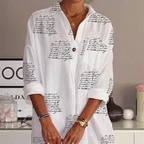 Robe Chemise Cintrée Imprimée à Lettres Femme