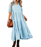 Robe décontractée boutonnée à manches longues pour femmes