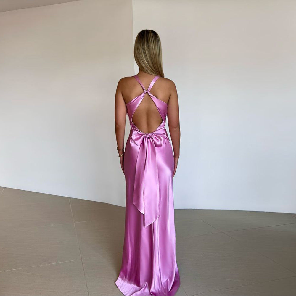Robe en satin pour femme, coupe ajustée, style personnalisé