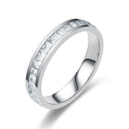 Bague en acier inoxydable avec strass tendance pour femme