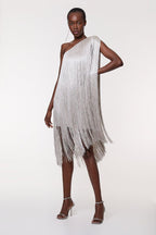Robe de soirée élégante à jupe à pompons