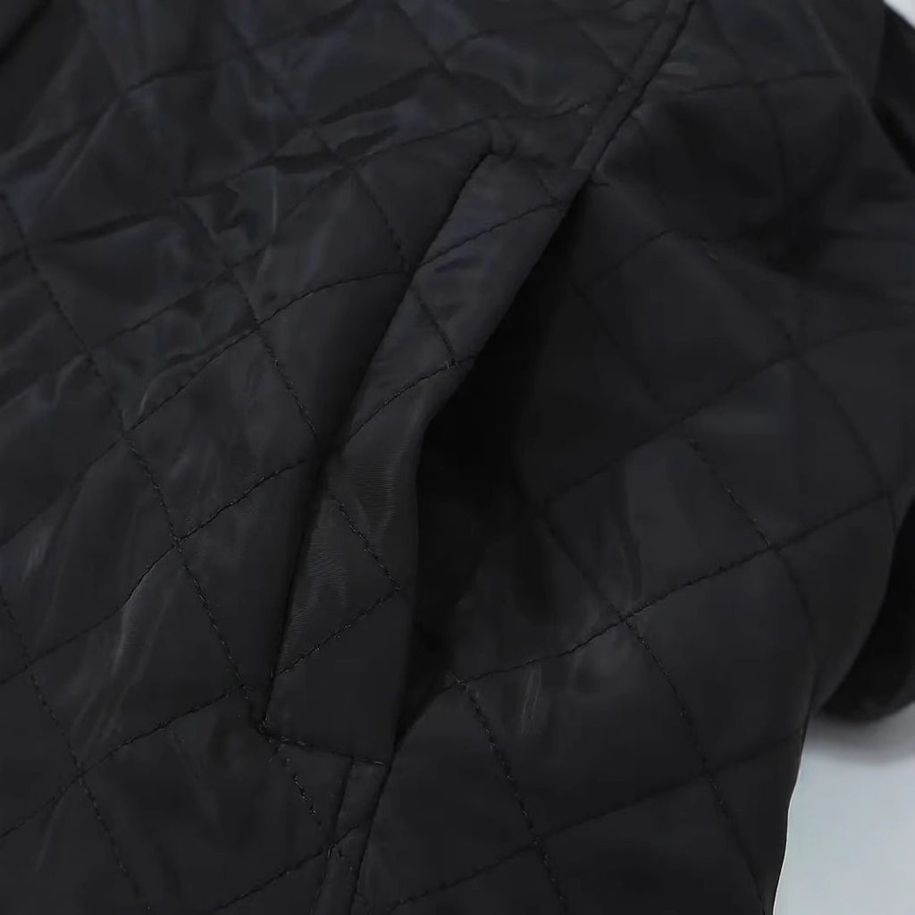 Veste chaude à carreaux à manches longues et capuche mi-longue