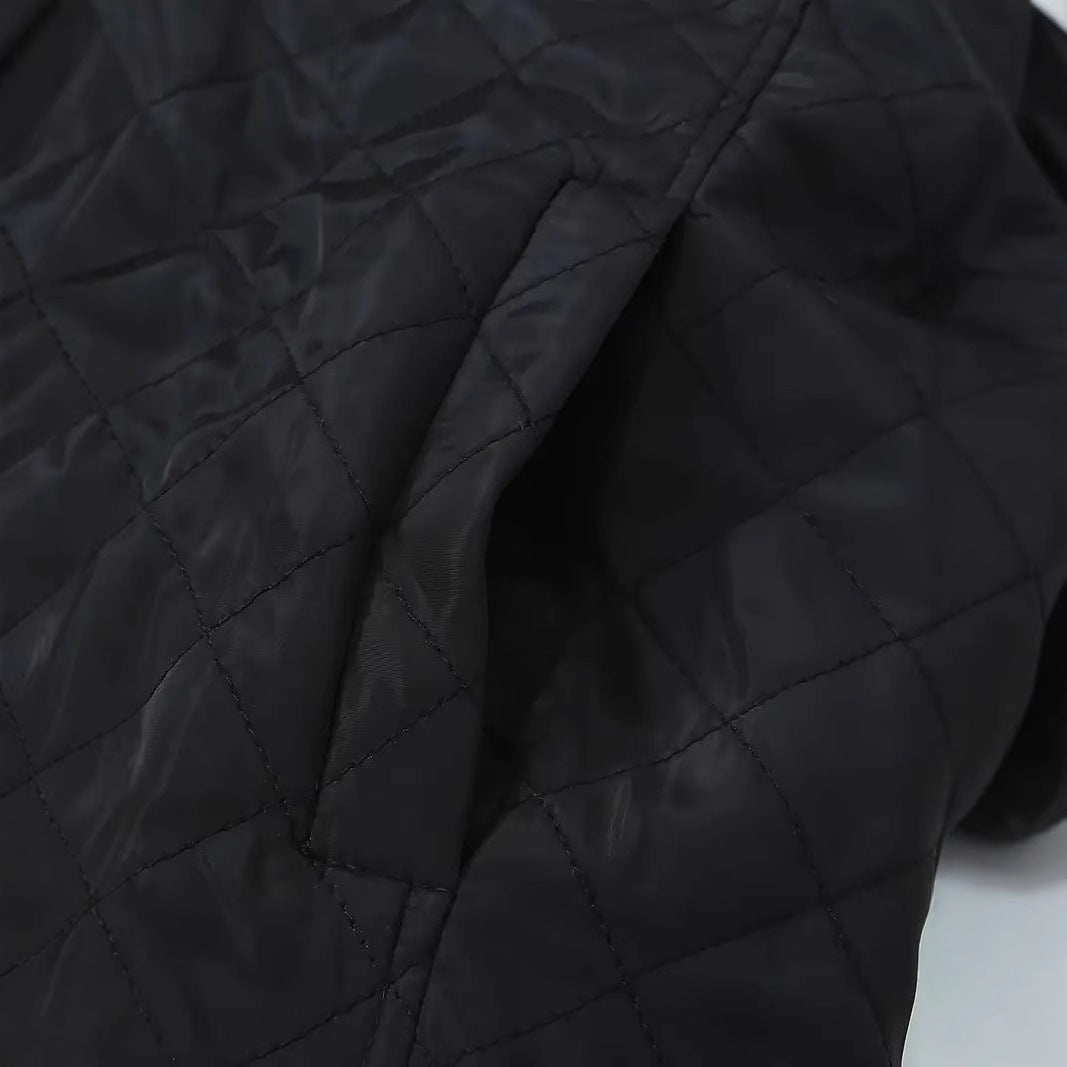 Veste chaude à carreaux à manches longues et capuche mi-longue