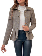 Blazer croisé femme slim à revers et volants