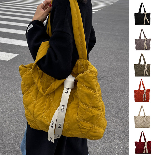 Sac fourre-tout d'hiver pour femmes, sac à bandoulière losange, sac de shopping de grande capacité pour les trajets quotidiens, sacs à main personnalisés Hover Image