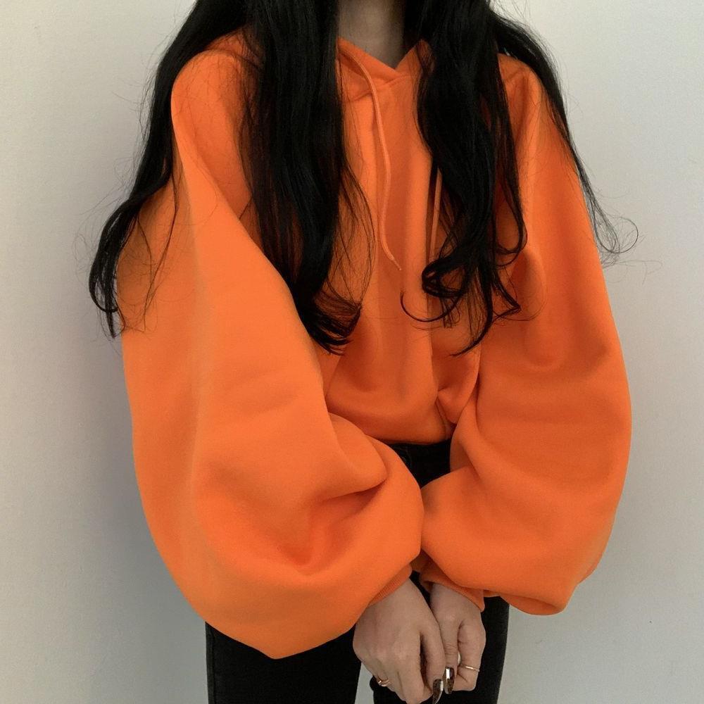 Pull à capuche décontracté à manches lanternes pour femme