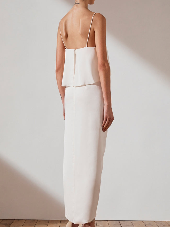 Simple Wedding DressSimple And Atmospheric Slim Fitting Long Off Shoulder Dress Main Image