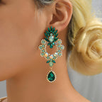 Boucles d'oreilles pendantes de luxe en strass larmées, grandes boucles d'oreilles élégantes tendance, bijoux de déclaration pour femmes, accessoires de fête, de bal et de mariage.