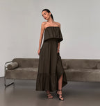 Fashionable Ruffled Strapless Dress